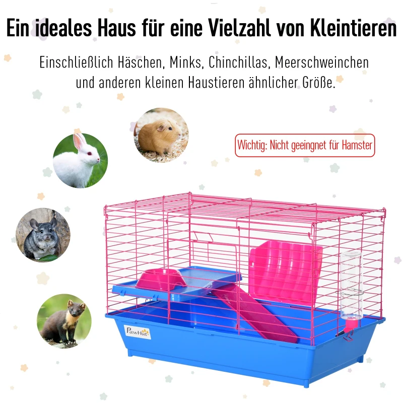 PawHut® Kleintierkäfig Tierkäfig Nagerkäfig Starter-Set mit allem Zubehör Stahl+PP Blau