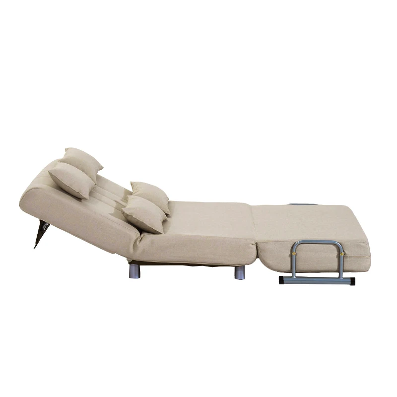 HOMCOM® Klappbares Schlafsofa | Stahl, PC, Schaumstoff | Sofa: 102 x 82 x 81 cm | Bett: 190 x 98 x 25 cm | Creme