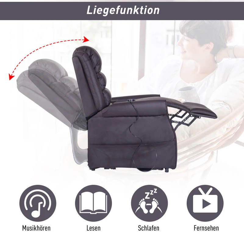 HOMCOM® Massagesessel Aufstehhilfe Wärmefunktion 88 x 83 x 110 cm Braun