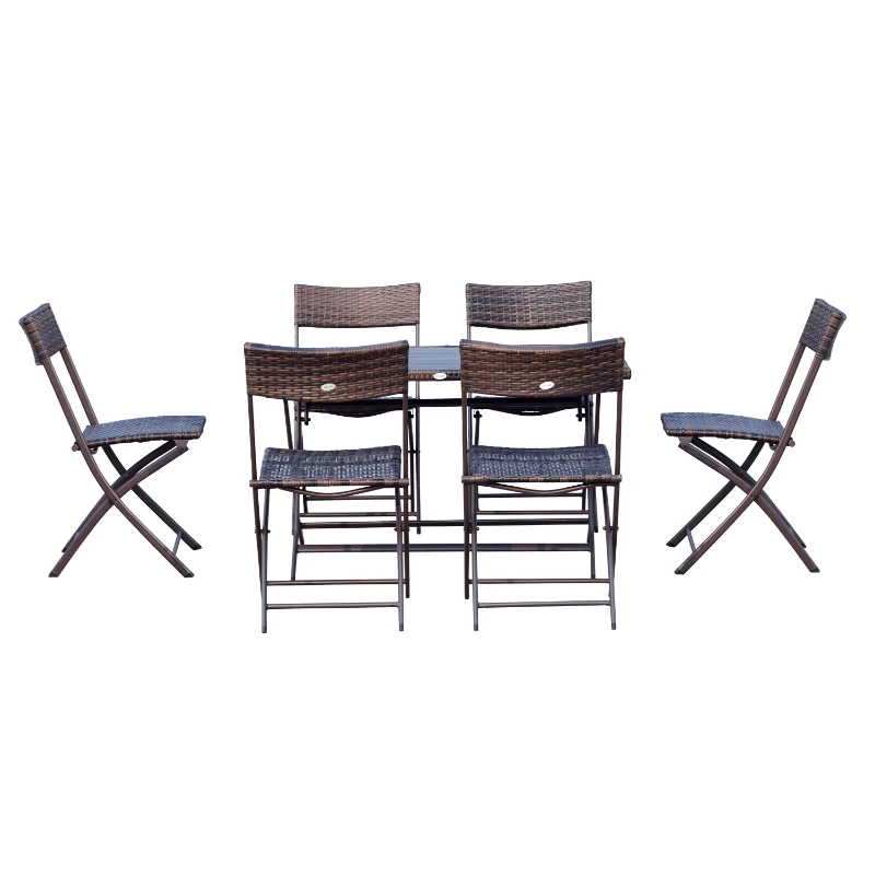 Outsunny® Polyrattan Sitzgruppe 7 tlg. Gartenset klappbar Braun