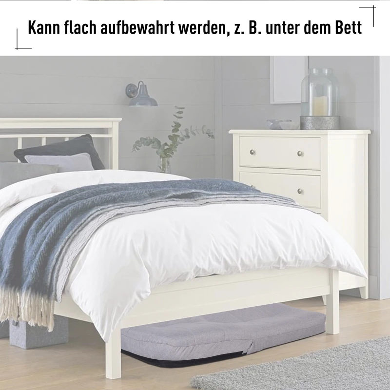 HOMCOM® Sitzkissen Polsterstuhl Bodensessel ohne Beine mit Lehne 5-stufig verstellbar Leinen Metallgestell Hellgrau 63 x T65 x 60 cm