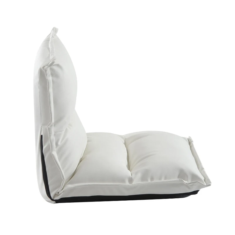 HOMCOM® Sitzkissen Relaxliege Liege Bodenkissen Sitzsack verstellbar mit Lehne Weiß