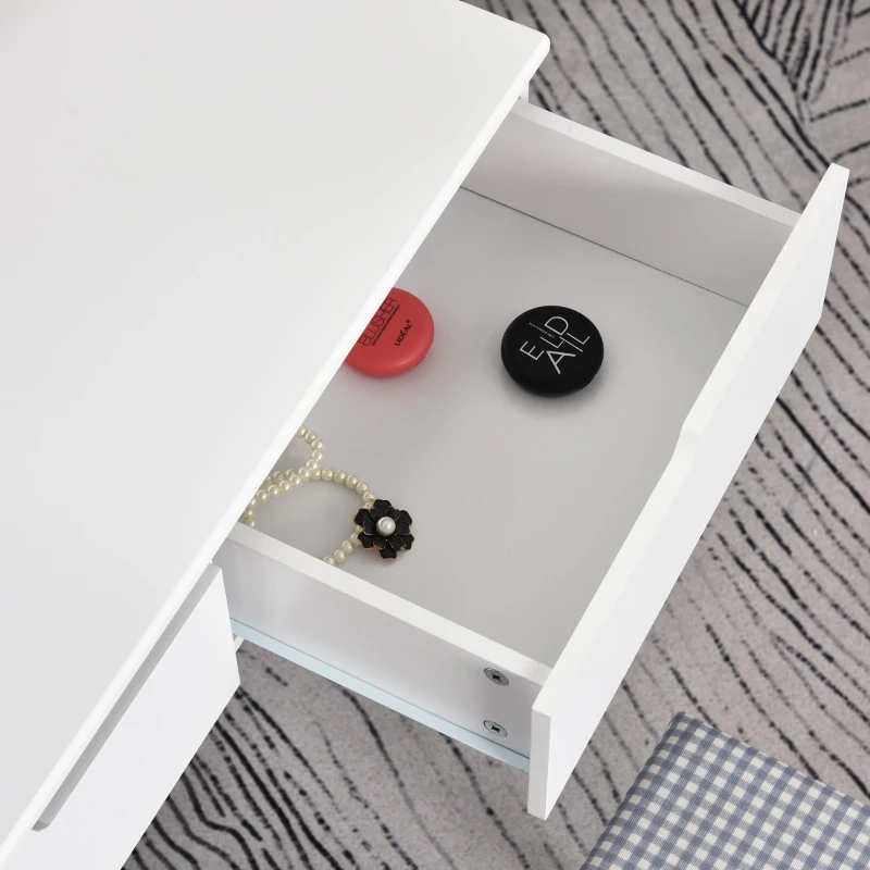 HOMCOM Schminktisch mit Hocker Kosmetiktisch mit LED Spiegel und 2 Schubladen Weiß, 80 x 40 x 125,5 cm