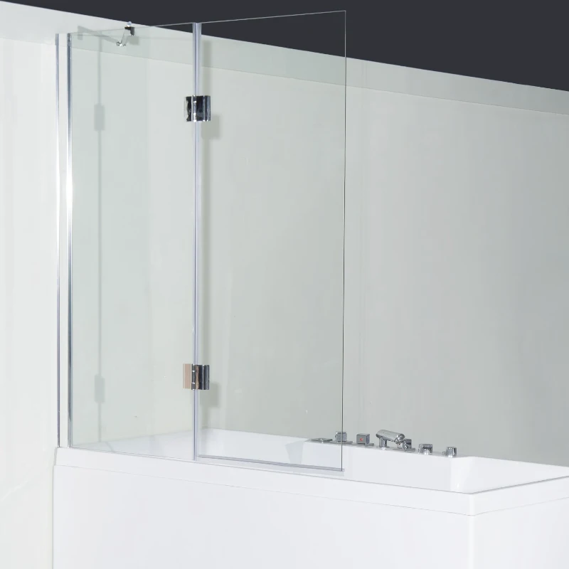 Homcom 2 tlg. Duschwand Duschabtrennung Badewanne Faltwand Echtglas 1200 x 1400 x 6mm
