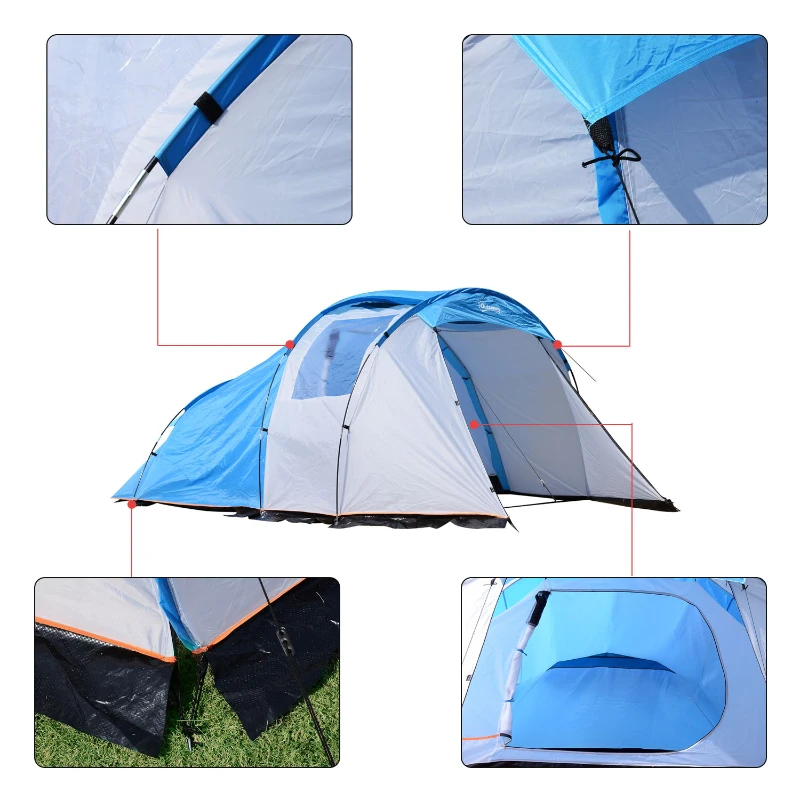 Outsunny® Campingzelt Kuppelzelt Blau L375 x B240 x H150cm