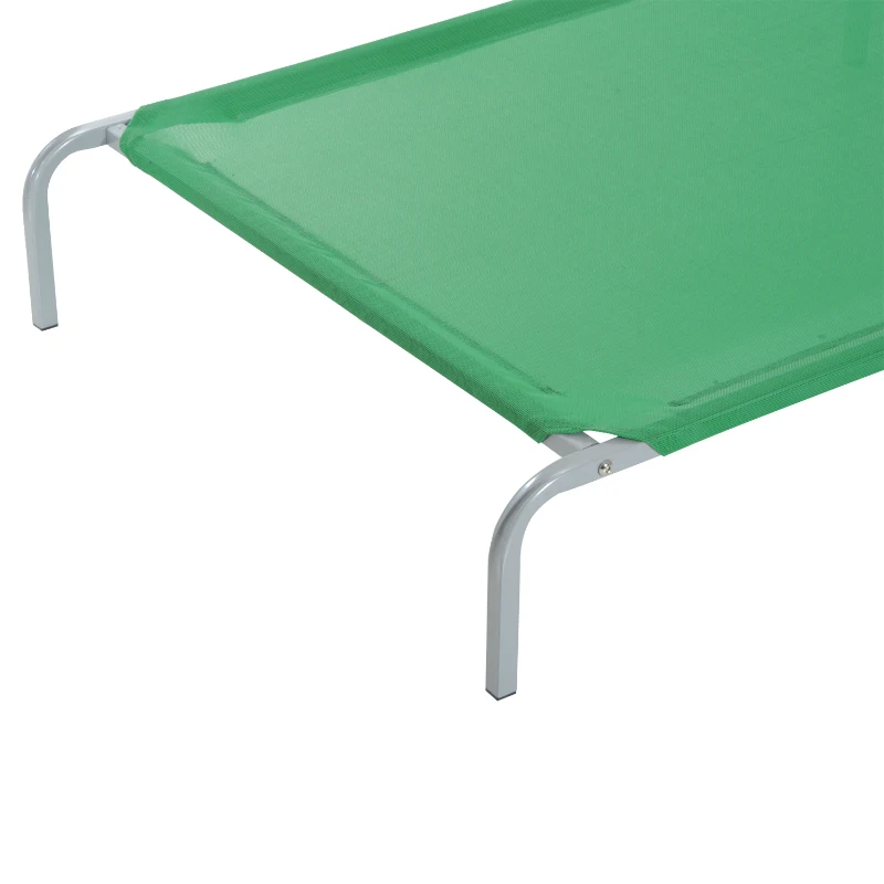 PawHut® Haustierbett | Haustierekissen | Metall, Textilene | 89 x 58 x 20 cm | Grün, Silber