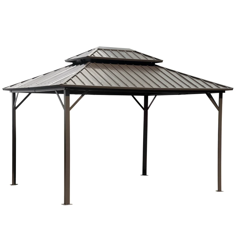 Outsunny® Pavillon mit Seitenwände Partyzelt mit Doppeldach Festzelt Gartenlaube Aluminium
