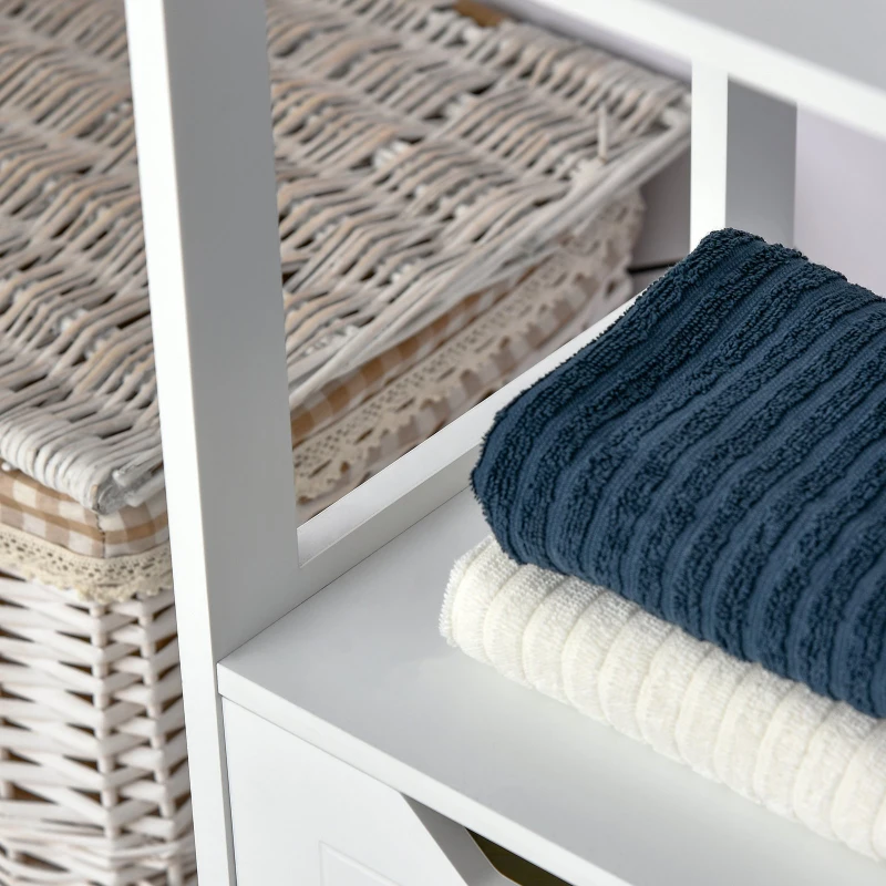 kleankin® Badezimmerregal Badeschrank Küchenschrank mit 1 Schränke 3 offene Regale MDF