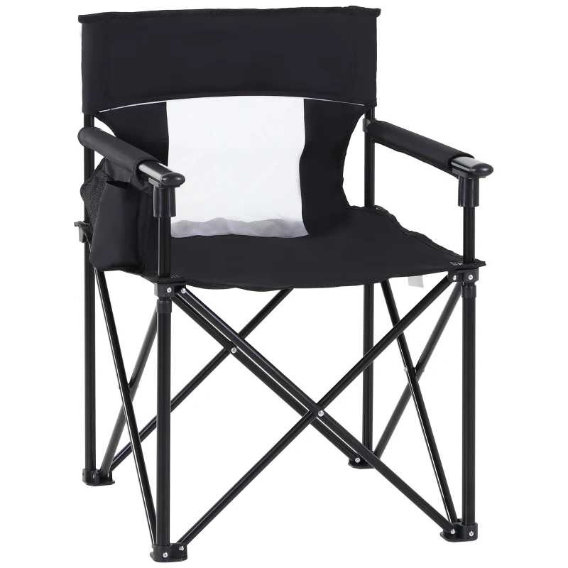 Outsunny® Anglerstuhl Klappstuhl Campingstuhl mit Armlehne Tragetasche Oxford Schwarz