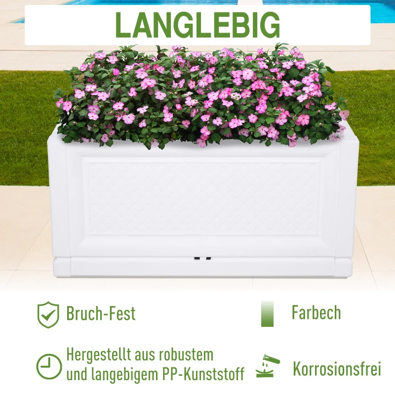 Outsunny® Hochbeet Gartenbeet Pflanzkasten Blumenkasten 2 Muster Abflusslöcher PP Weiß 80 x 40 x 38 cm