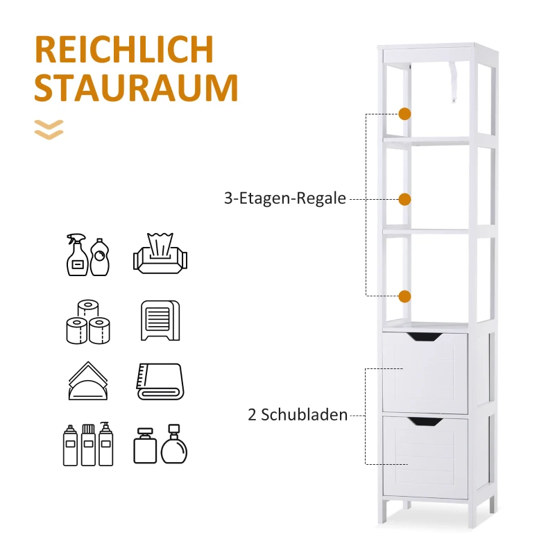 kleankin® Badezimmerregal Badeschrank Küchenschrank mit 1 Schränke 3 offene Regale MDF