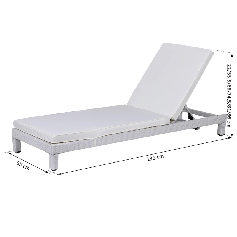 Outsunny® 2er-Set Sonnenliege Relaxliege Rückenlehne 5-stufig verstellbar mit Kissen Polyrattan 196 x 65 x 22 cm