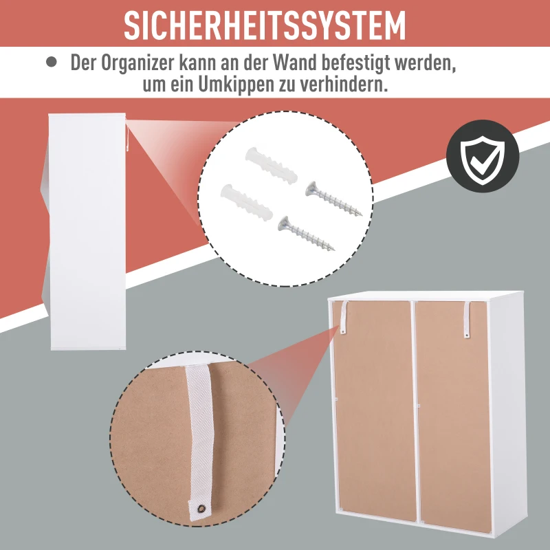 HOMCOM® Aufbewahrungsregal mit 5 Fächern Standregal Spielzeugregal 2 Schubladen MDF Weiß
