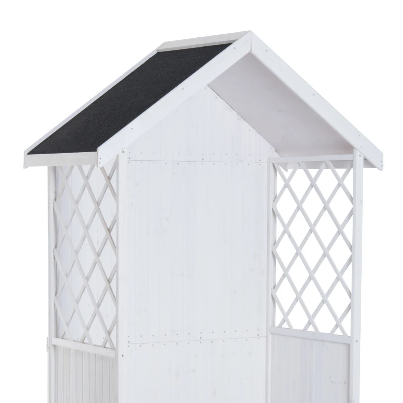 Outsunny® Laubenbank Philosophenbank mit Stauraum H225cm Weiß