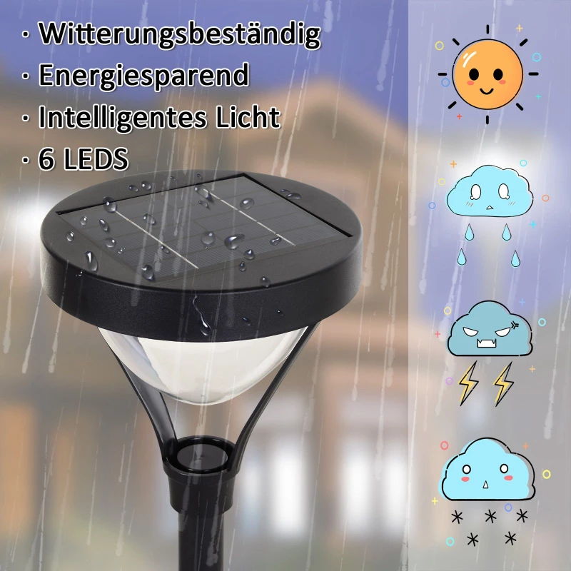 Outsunny® Solar Gartenlaterne mit LED Laterne Wegleuchte 91/200 Lumen H170cm Schwarz