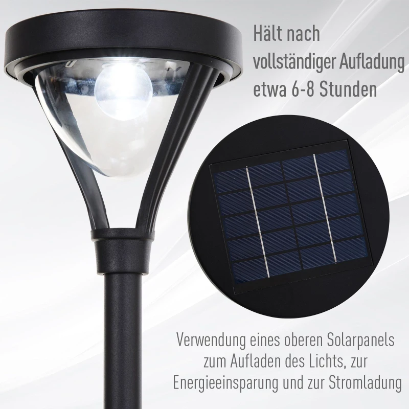 Outsunny® Solar Gartenlaterne mit LED Laterne Wegleuchte 91/200 Lumen H170cm Schwarz