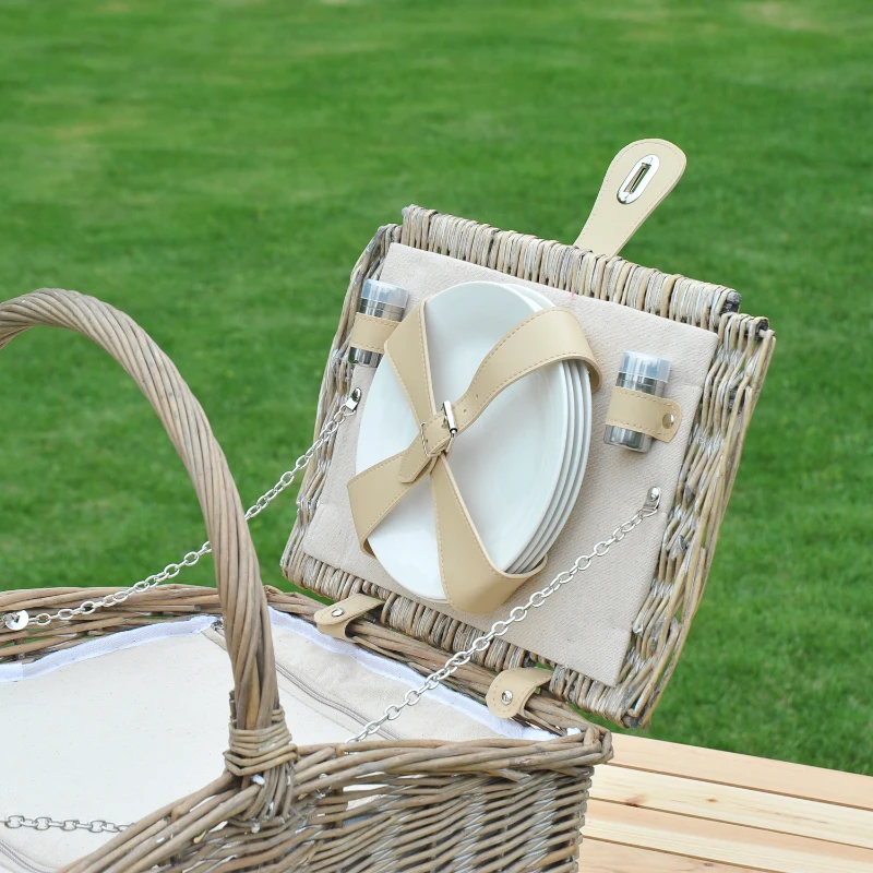 Outsunny® 23tlg. Picknickkorb mit Geschirr Kühlfach 4 Personen