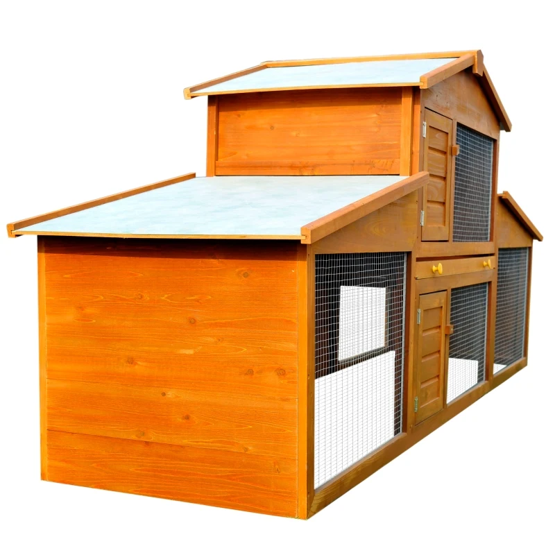 PawHut® Kaninchenstall Hasenstall Kaninchenkäfig Hasenkäfig mit Tablett Holz