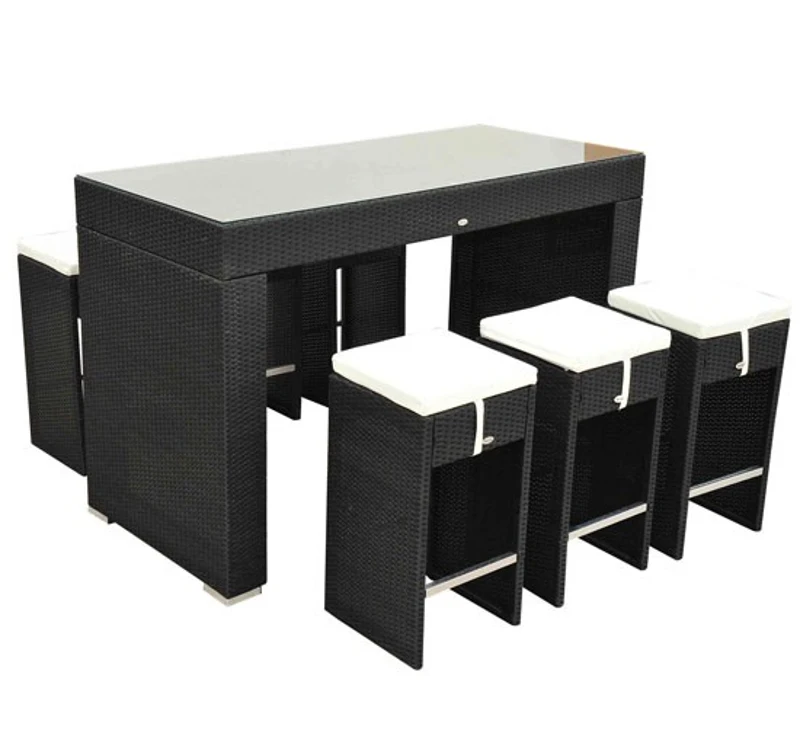 Outsunny 13-tlg. Alu Polyrattan Gartenmöbel Sitzgruppe Theke Barhocker Neu