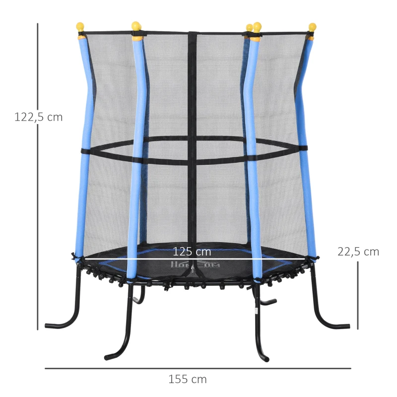 HOMCOM® Trampolin Kinder Gartentrampolin mit Sicherheitsnetz Randabdeckung Ø155cm bis 60kg