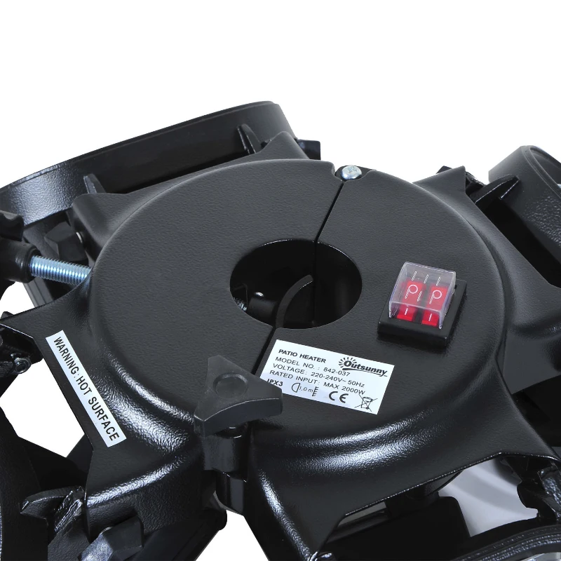 Outsunny Elektrischer Heizstrahler für Sonnenschirme | Infrarotstrahler | Aluminium, Stahl | Schwarz