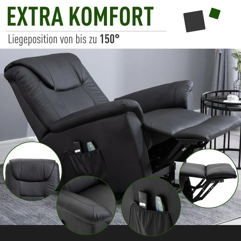 HOMCOM® Massagesessel mit Wärmefunktion | Massagestuhl | Schwarz | 100 x 93 x 105 cm