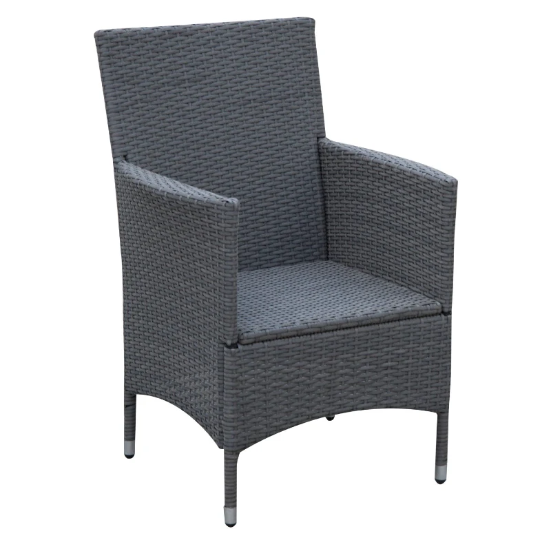 Outsunny® Gartensitzgruppe 3-tlg. Polyrattan Gartenset Rattanmöbel Grau mit Sitzkissen