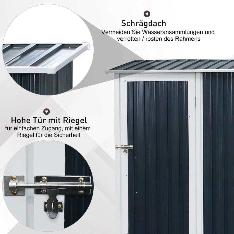 Outsunny® Gartenhaus Metallgerätehaus für den Außenbereich Tür Outdoor Stahl Grau