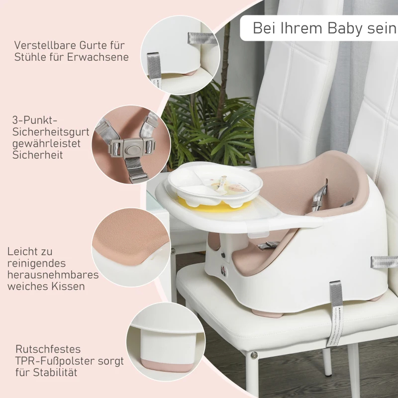HOMCOM® Kinder Boostersitz Sitzerhöhung Babysitz zum Füttern höhenverstellbar PP PU Rosa