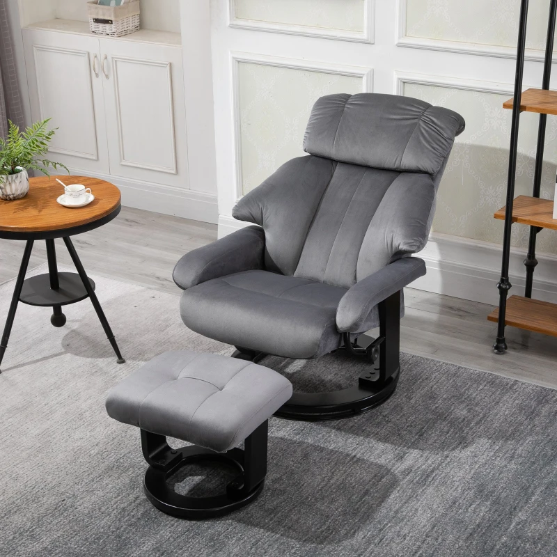 HOMCOM® Massagesessel mit Hocker Heizfunktion 76 x 80 x 102 cm Grau