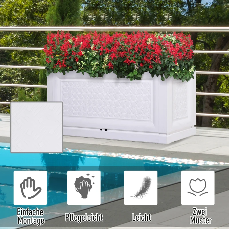Outsunny® Hochbeet Gartenbeet Pflanzkasten Blumenkasten 2 Muster Abflusslöcher PP Weiß 80 x 40 x 38 cm