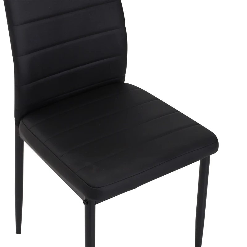 HOMCOM® 4er-Set Esszimmerstuhl Küchenstuhl Luxus Polsterstuhl Hochlehner Kunstleder + Metall Schwarz 51 x 41 x 97 cm