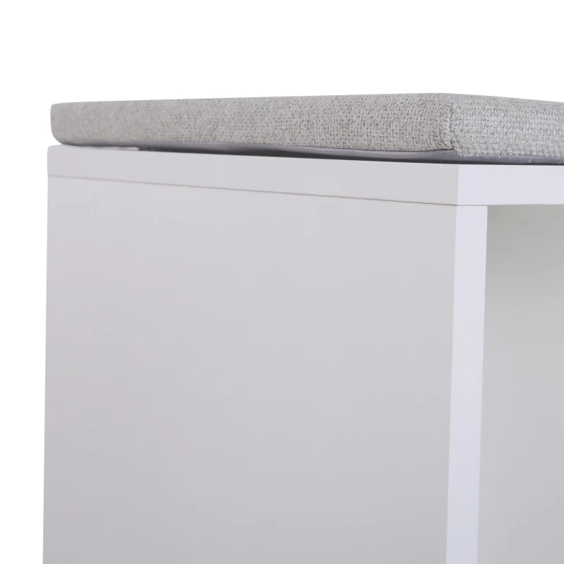 HOMCOM® Schuhbank mit Sitzkissen Schuhschrank Schuhregal Lowboard Garderobe Flur Diele Holz Weiß 89,6 x 35,6 x 47 cm