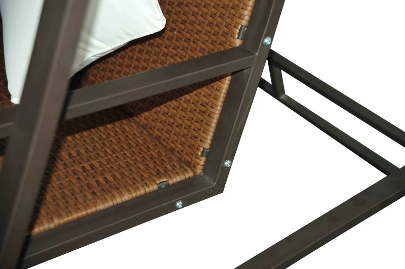 Outsunny Rattan Hollywoodschaukel - Metallgestell mit Kissen, braun, belastbar bis 360kg