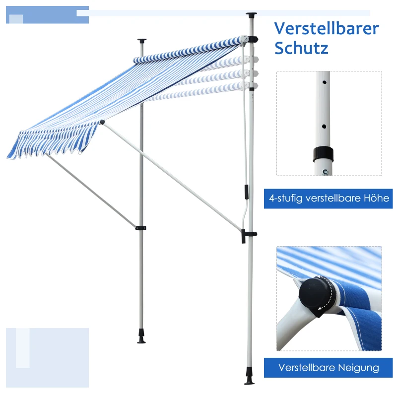 Outsunny® Fenstermarkise Sonnenschutz Balkonmarkise Faltarm Aluminium Polyester 150x350cm