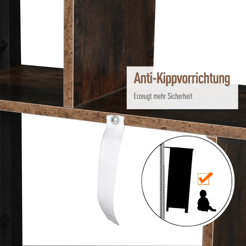 HOMCOM® Bücherregal Standregal 4-stufiges Büroregal Metallrahmen Spanplatte Schwarz