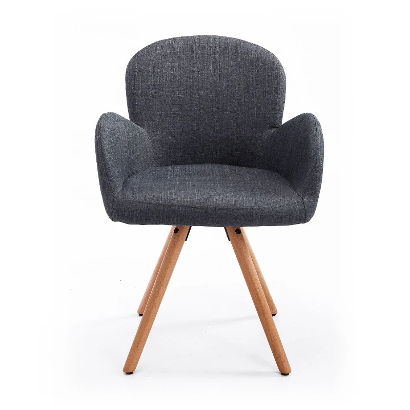 HOMCOM Polsterstuhl | Leinen, Schaumstoff, Holz | 55 x 53 x 81 cm | Grau, Natur