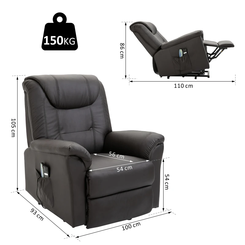 HOMCOM® Massagesessel mit Wärmefunktion | Massagestuhl | Braun | 100 x 93 x 105 cm