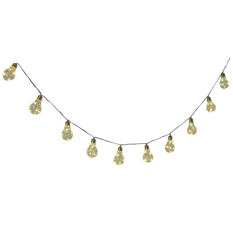 Outsunny® LED Lichterkette, Warm Leuchtung, 2er Set, 20 Birne, Wasserfest, 3,8 m pro Kette