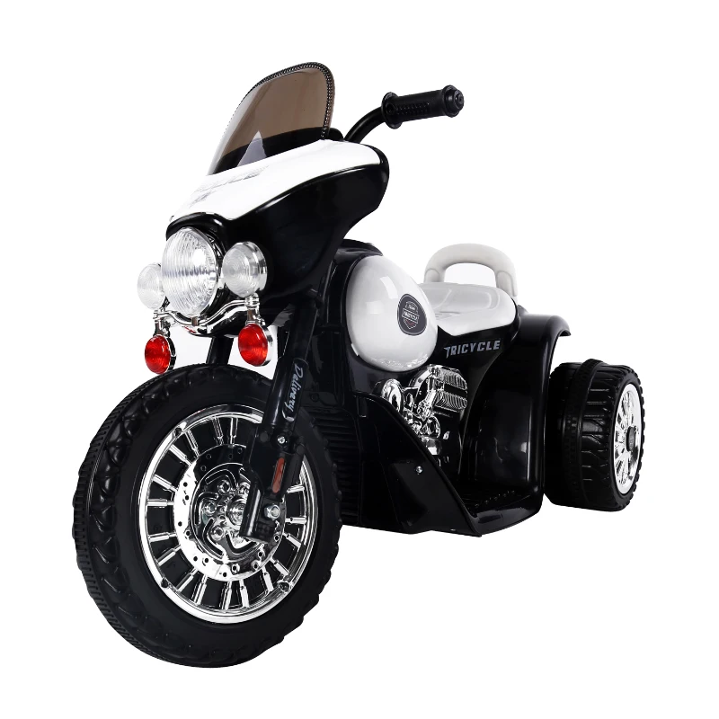 HOMCOM® Elektro Kindermotorrad | Kunststoff, Metall | 80 x 43 x 54,5 cm | Schwarz, Weiß