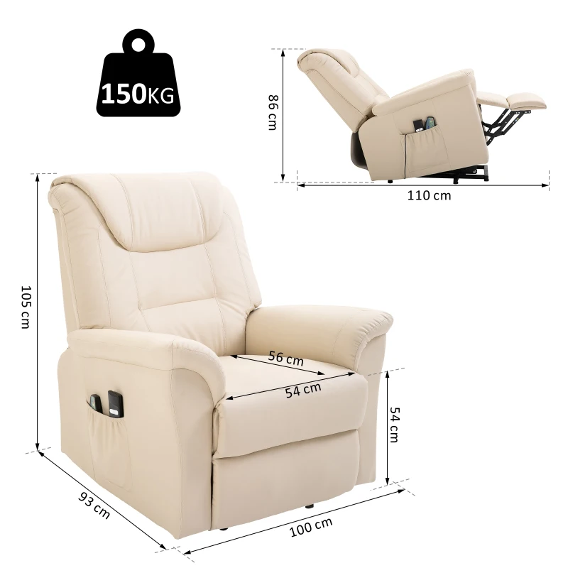 HOMCOM® Massagesessel mit Wärmefunktion | Massagestuhl | Creme | 100 x 93 x 105 cm