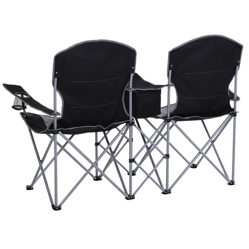 Outsunny® Doppel-Campingstuhl Klappstuhl mit Getränkehalter und Eisbeutel Armlehne Oxford