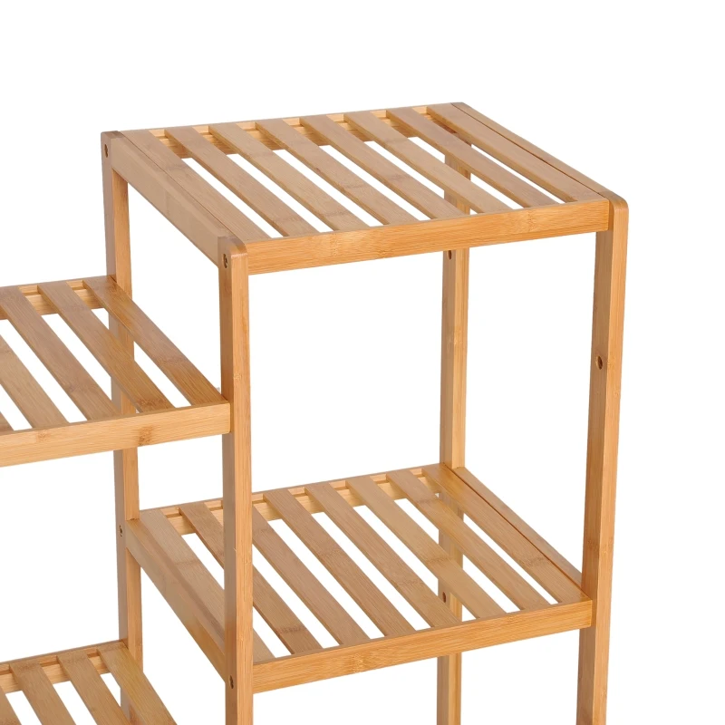 HOMCOM® Badregal Standregal Bambus Regal 9 Ablagen DIY