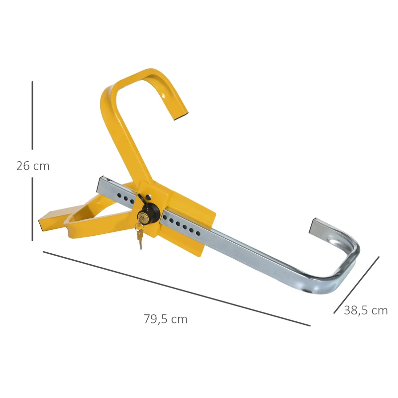 HOMCOM® Radkralle Radklemmenschloss Parkkralle für Ø47-67cm Räder mit 2 Schlüsseln