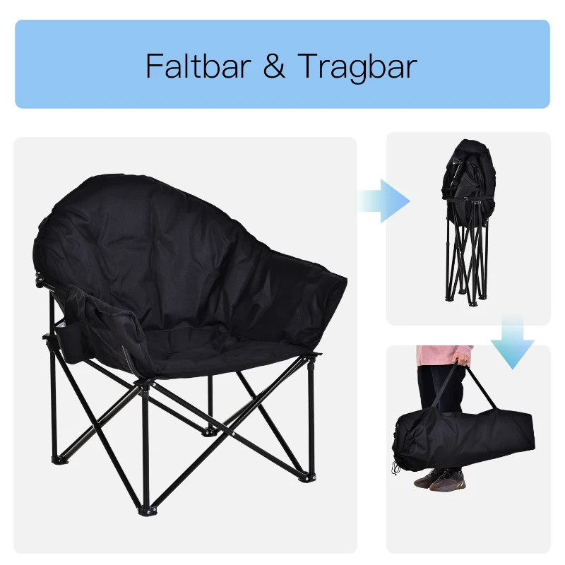 Outsunny® Campingstuhl Klappstuhl mit Becherhalter Tragetasche Outdoor Oxford Schwarz