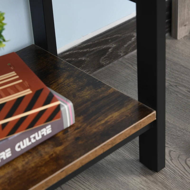 HOMCOM® Bücherregal Standregal 4-stufiges Büroregal Metallrahmen Spanplatte Schwarz