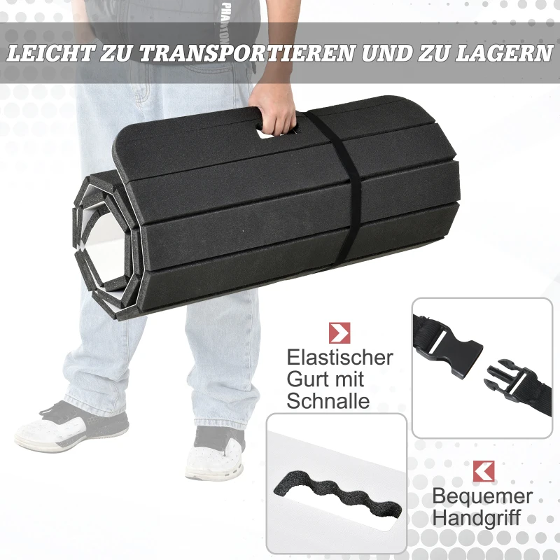 HOMCOM® Yogamatte Rutschfeste Sportmatte Gymnastikmatte mit Tragegurt Weiß
