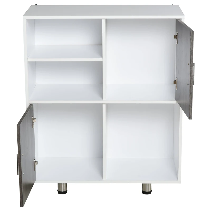 Boekenkast vrijstaande stelling keukenkast kubusrek met opbergvakken wit + grijs