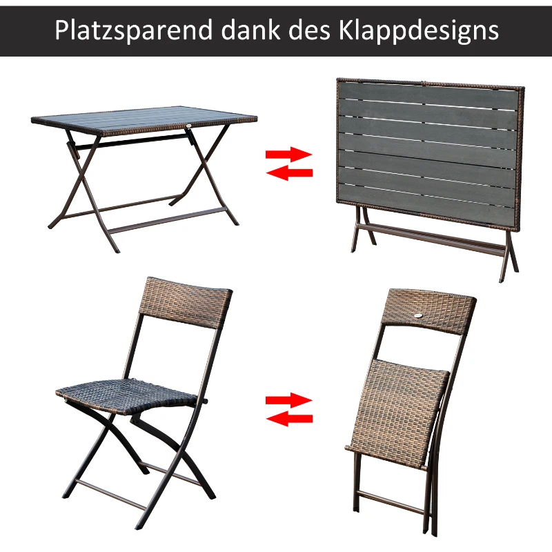 Outsunny® Polyrattan Sitzgruppe 7 tlg. Gartenset klappbar Braun