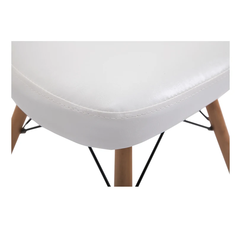 HOMCOM® 2er-Set Polsterstuhl Stuhl PU + Metall + Buchenholz Weiß 49 x 47,5 x 76 cm